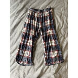 French Dressing Sleepwear Plaid Pajama Pants Navy Blue Red White Size M